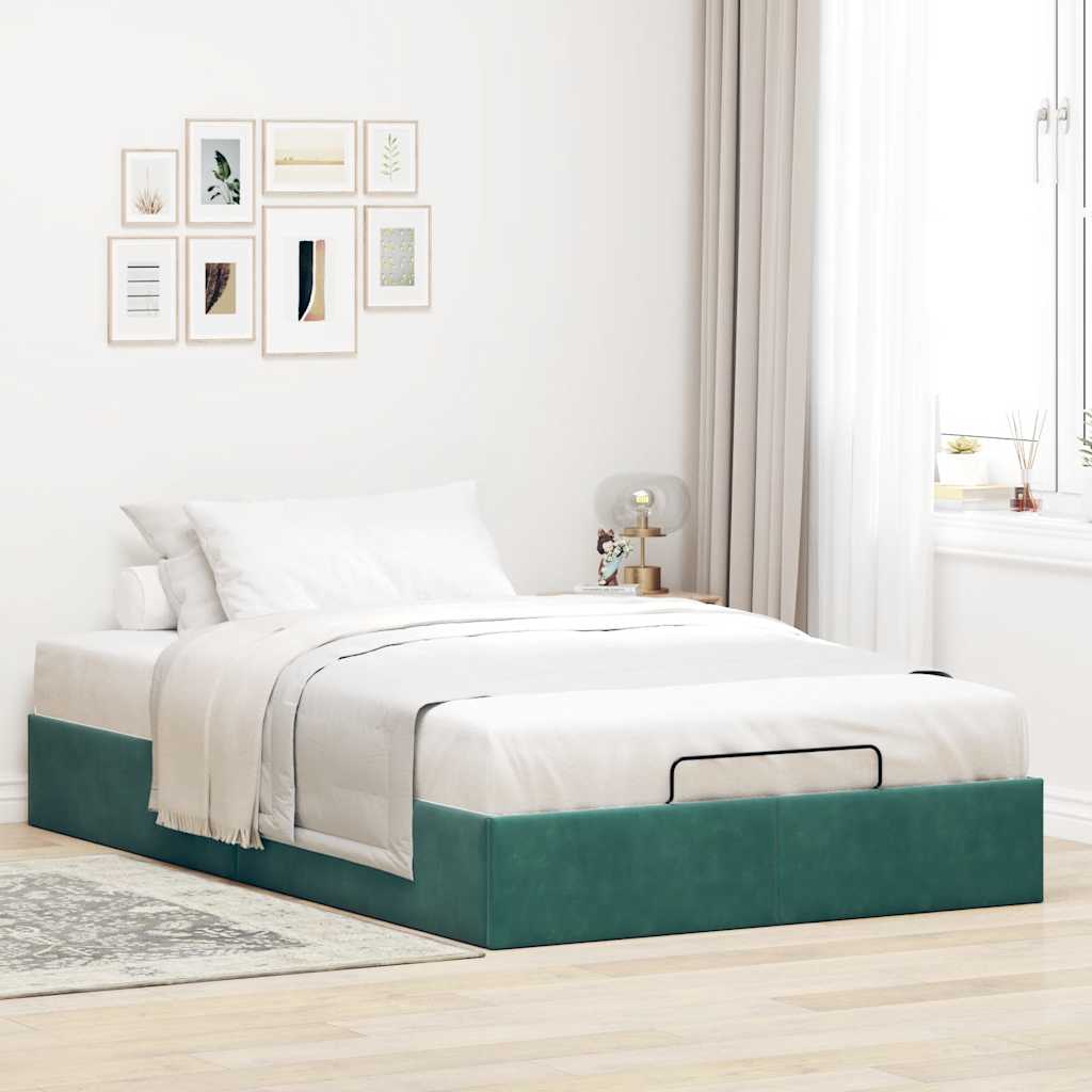 Bedframe zonder matras 120x190 cm fluweel donkergroen is nu te koop bij PeponiXL, paradijselijk wonen!