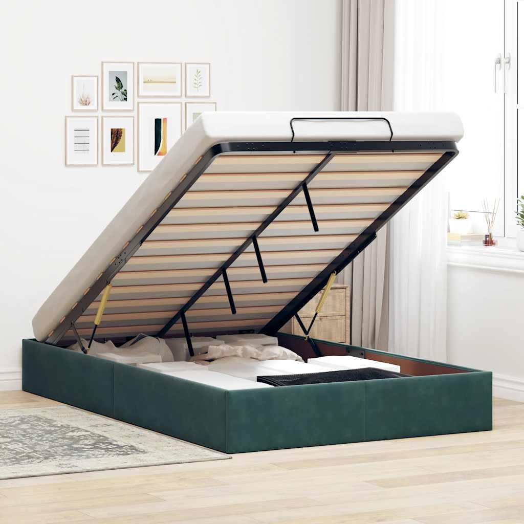 Bedframe zonder matras 120x190 cm fluweel donkergroen is nu te koop bij PeponiXL, paradijselijk wonen!