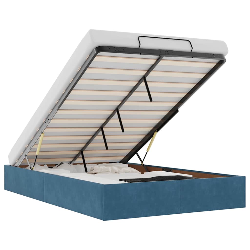 Bedframe zonder matras 120x190 cm fluweel donkerblauw is nu te koop bij PeponiXL, paradijselijk wonen!