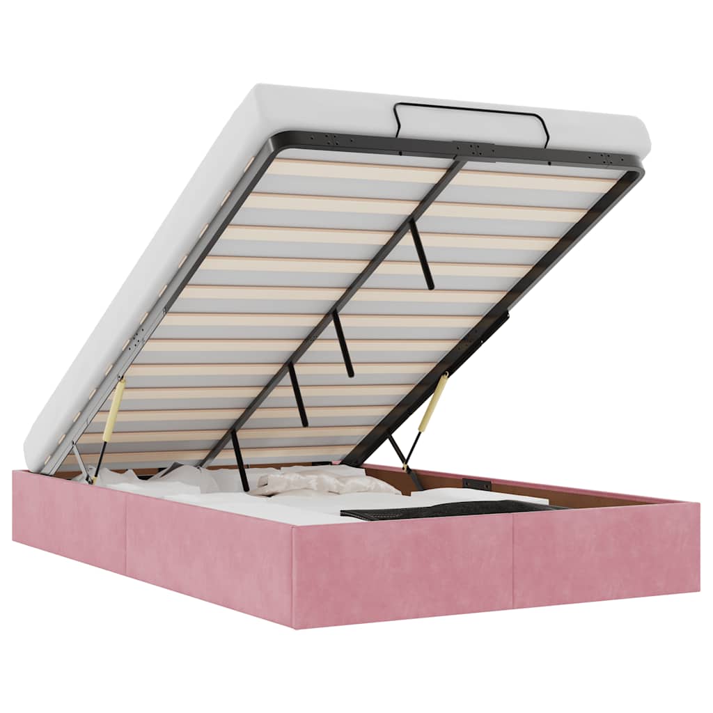 Bedframe zonder matras 120x190 cm fluweel roze is nu te koop bij PeponiXL, paradijselijk wonen!