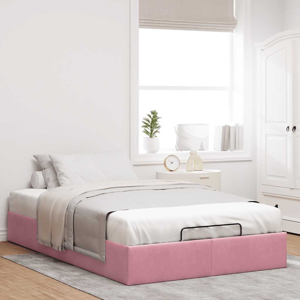 Bedframe zonder matras 120x190 cm fluweel roze is nu te koop bij PeponiXL, paradijselijk wonen!