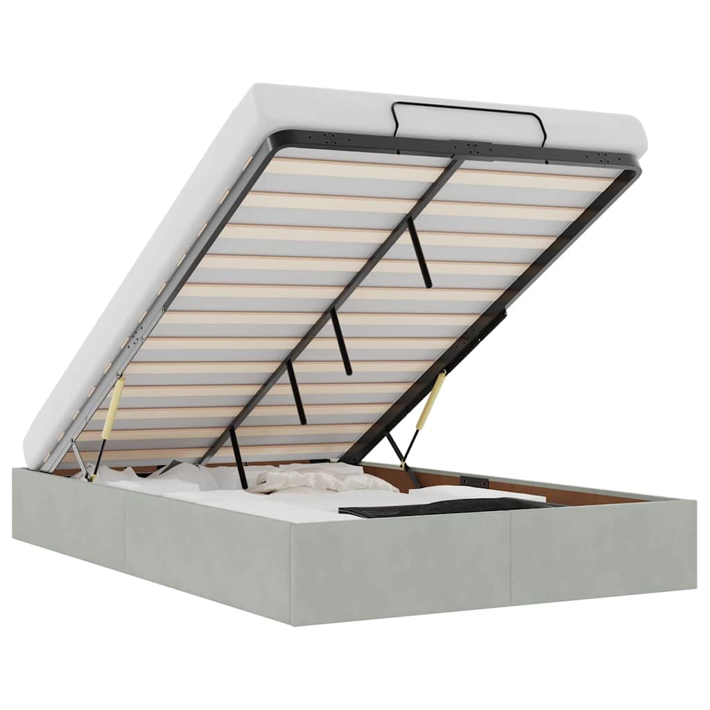 Bedframe zonder matras 120x200 cm fluweel lichtgrijs is nu te koop bij PeponiXL, paradijselijk wonen!