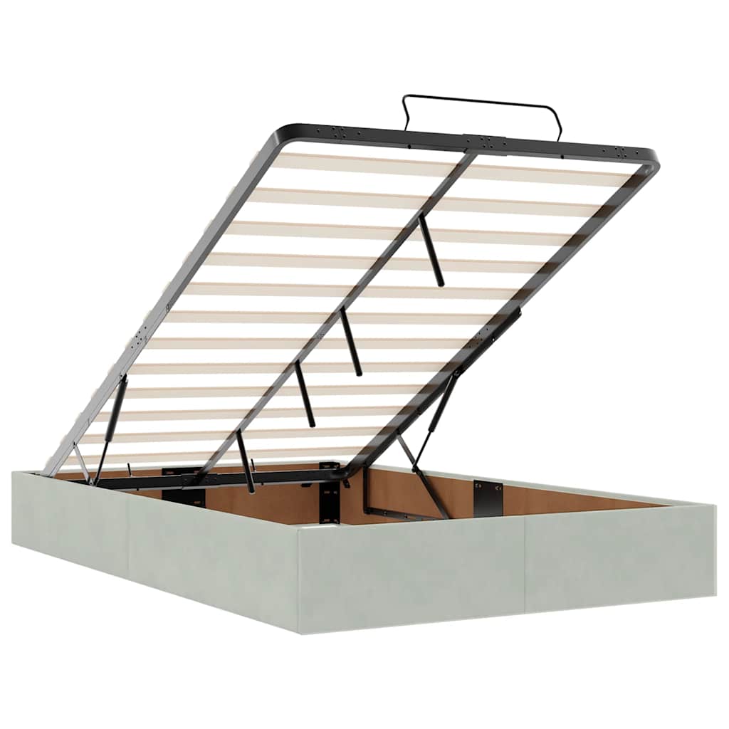 Bedframe zonder matras 120x200 cm fluweel lichtgrijs is nu te koop bij PeponiXL, paradijselijk wonen!