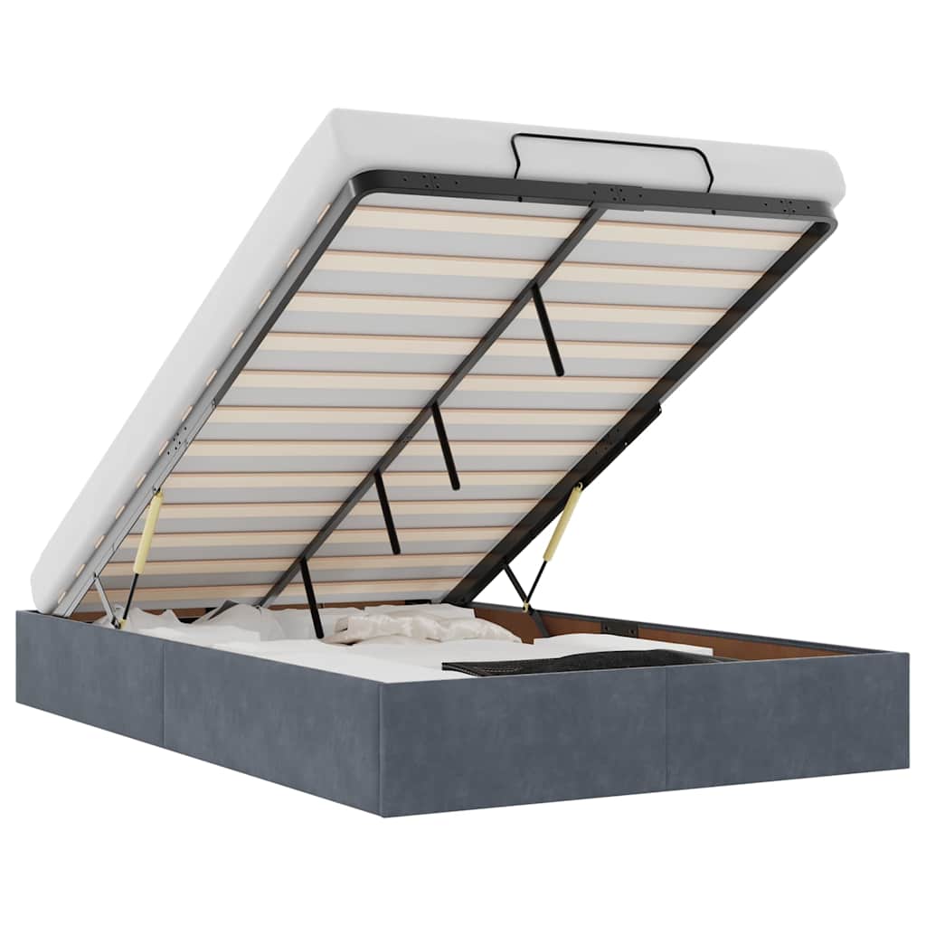 Bedframe zonder matras 120x200 cm fluweel donkergrijs is nu te koop bij PeponiXL, paradijselijk wonen!