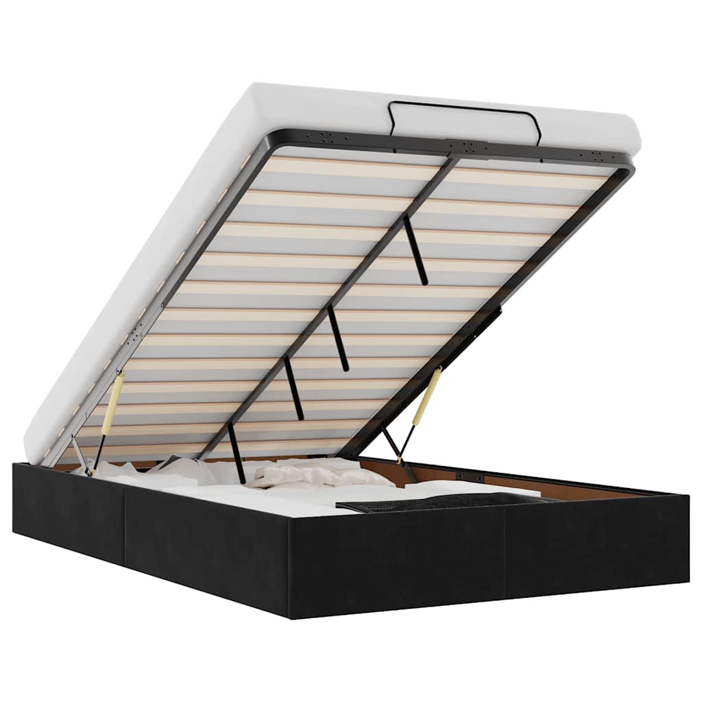 Bedframe zonder matras 120x200 cm fluweel zwart is nu te koop bij PeponiXL, paradijselijk wonen!