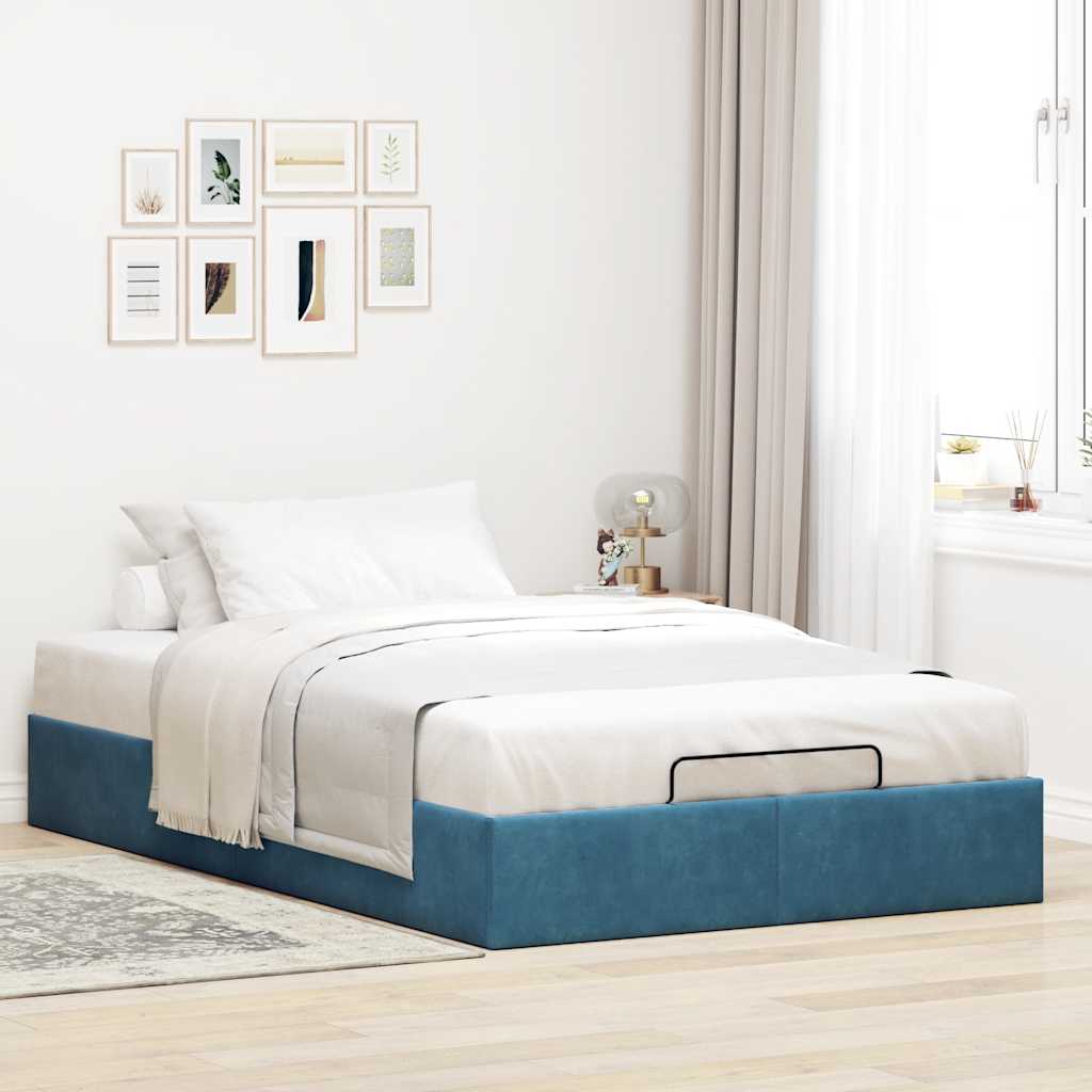 Ottoman bedframe zonder matras 120x200 cm fluweel donkerblauw is nu te koop bij PeponiXL, paradijselijk wonen!