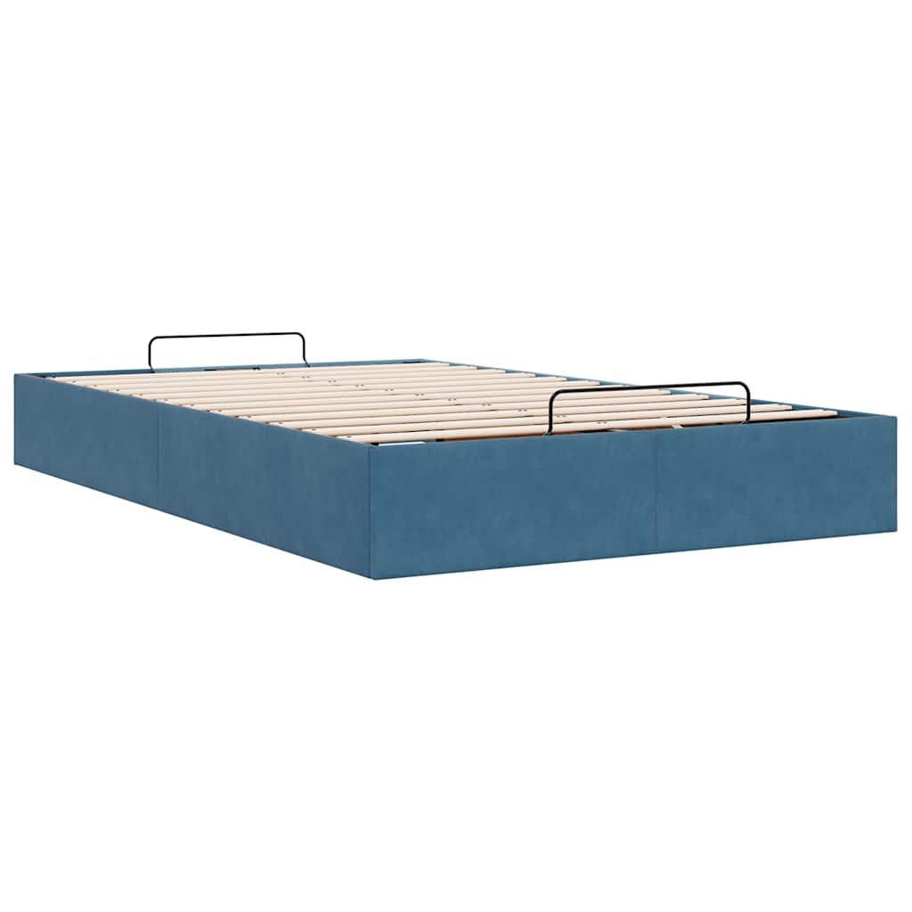 Ottoman bedframe zonder matras 120x200 cm fluweel donkerblauw is nu te koop bij PeponiXL, paradijselijk wonen!