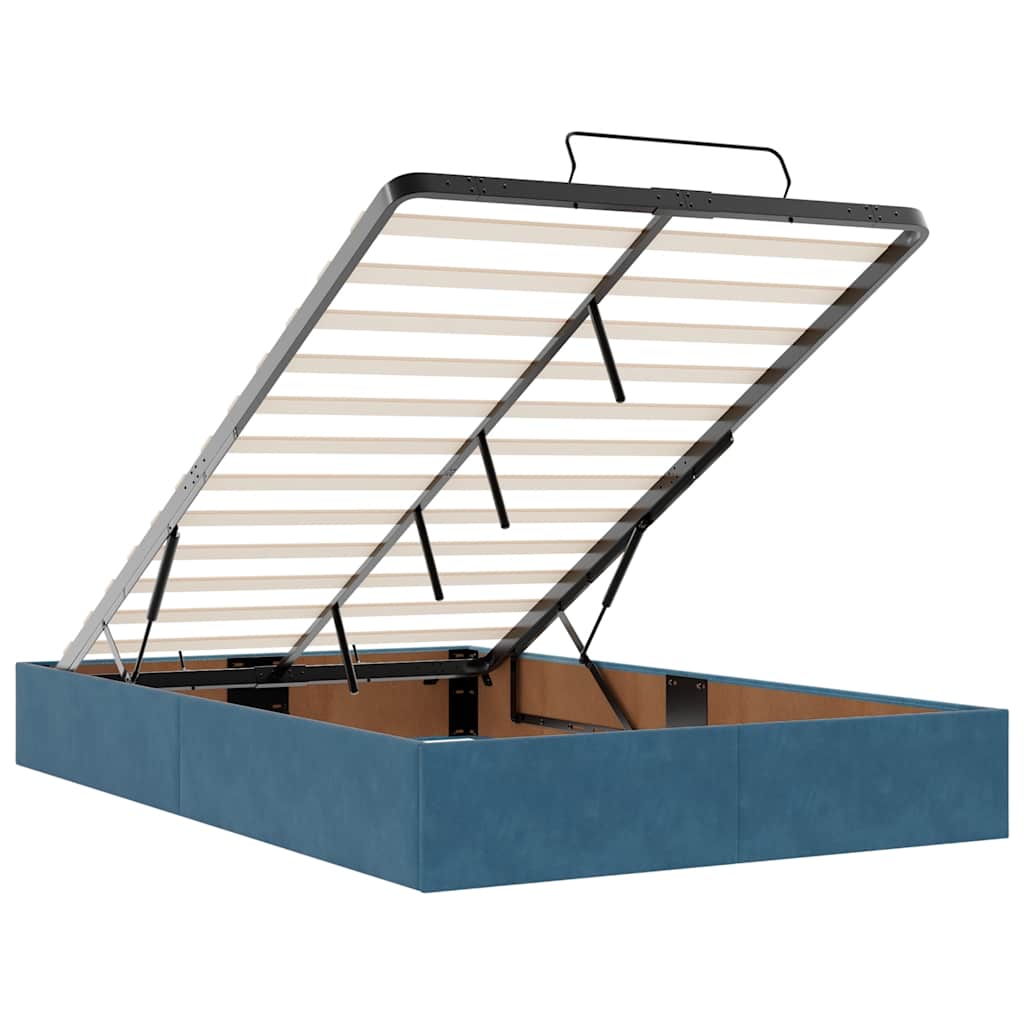 Ottoman bedframe zonder matras 120x200 cm fluweel donkerblauw is nu te koop bij PeponiXL, paradijselijk wonen!