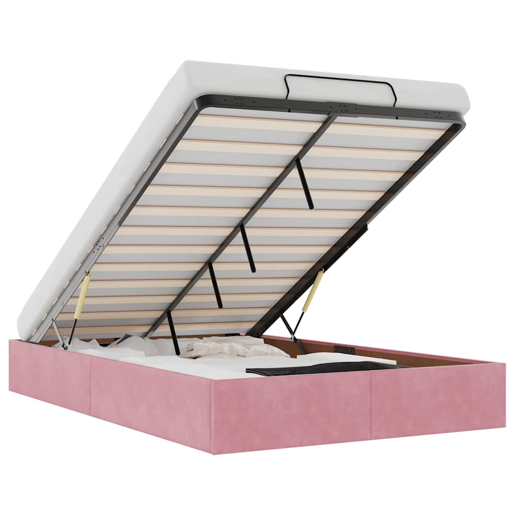 Ottoman bedframe zonder matras 120x200 cm fluweel roze is nu te koop bij PeponiXL, paradijselijk wonen!