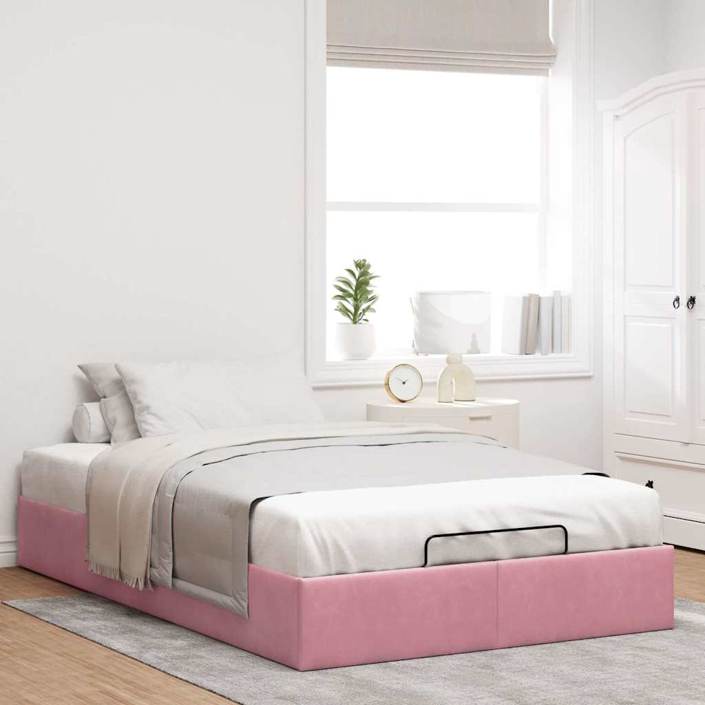 Ottoman bedframe zonder matras 120x200 cm fluweel roze is nu te koop bij PeponiXL, paradijselijk wonen!