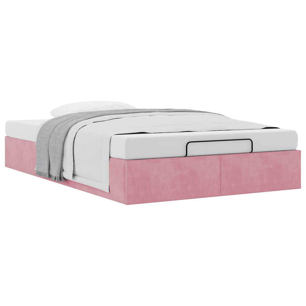 Ottoman bedframe zonder matras 120x200 cm fluweel roze is nu te koop bij PeponiXL, paradijselijk wonen!