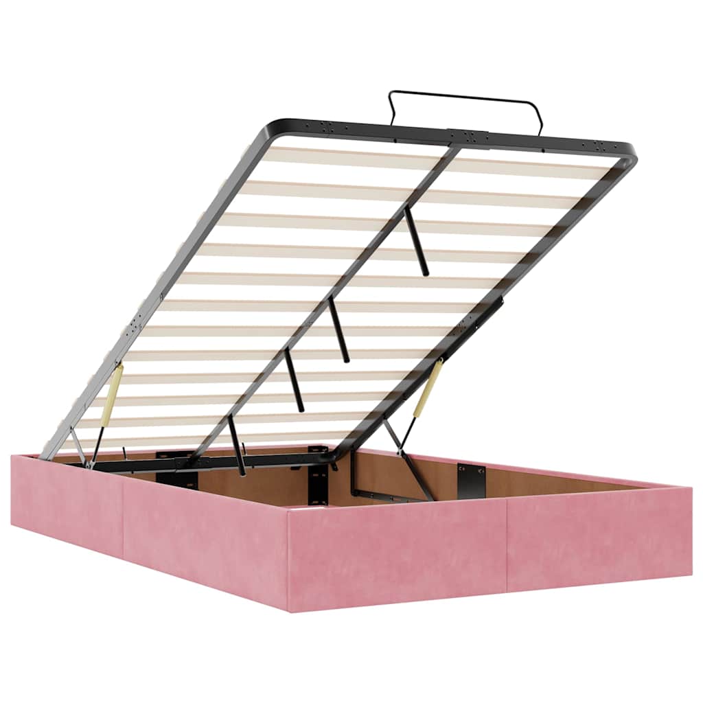 Ottoman bedframe zonder matras 120x200 cm fluweel roze is nu te koop bij PeponiXL, paradijselijk wonen!