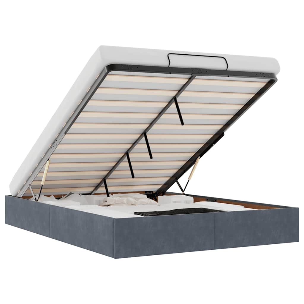 Ottoman bedframe zonder matras 140x190 cm fluweel donkergrijs is nu te koop bij PeponiXL, paradijselijk wonen!