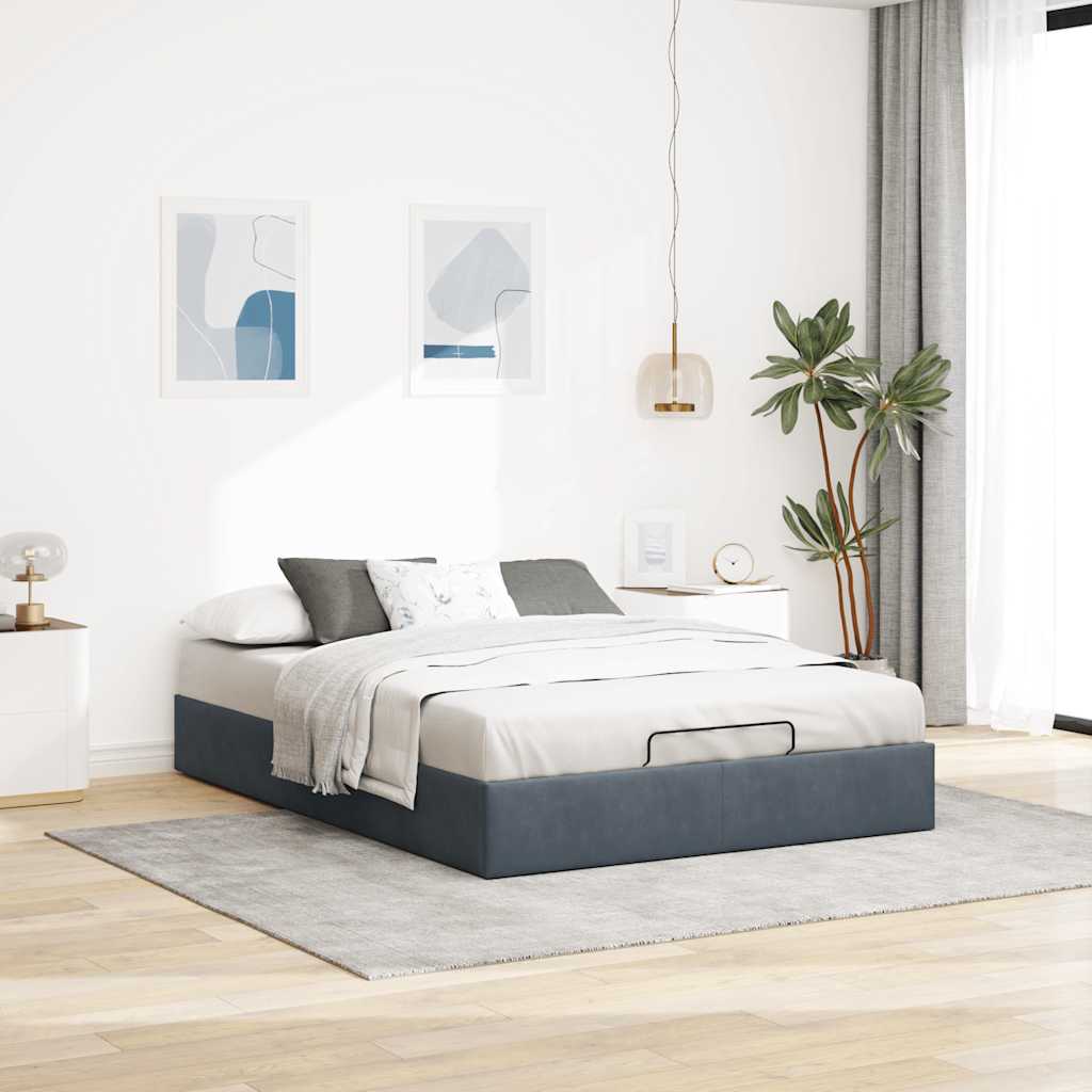 Ottoman bedframe zonder matras 140x190 cm fluweel donkergrijs is nu te koop bij PeponiXL, paradijselijk wonen!