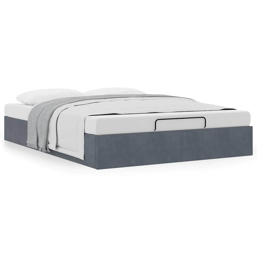 Ottoman bedframe zonder matras 140x190 cm fluweel donkergrijs is nu te koop bij PeponiXL, paradijselijk wonen!