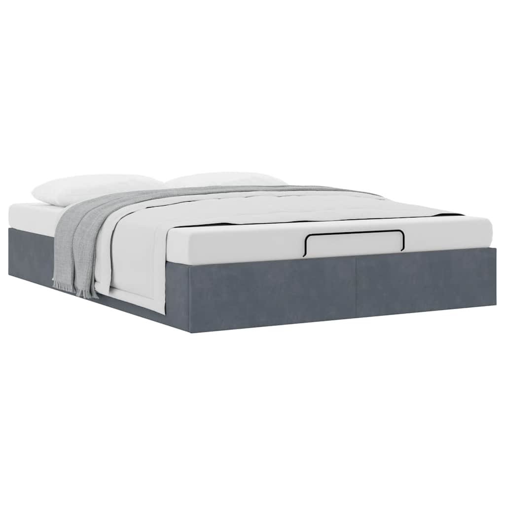 Ottoman bedframe zonder matras 140x190 cm fluweel donkergrijs is nu te koop bij PeponiXL, paradijselijk wonen!