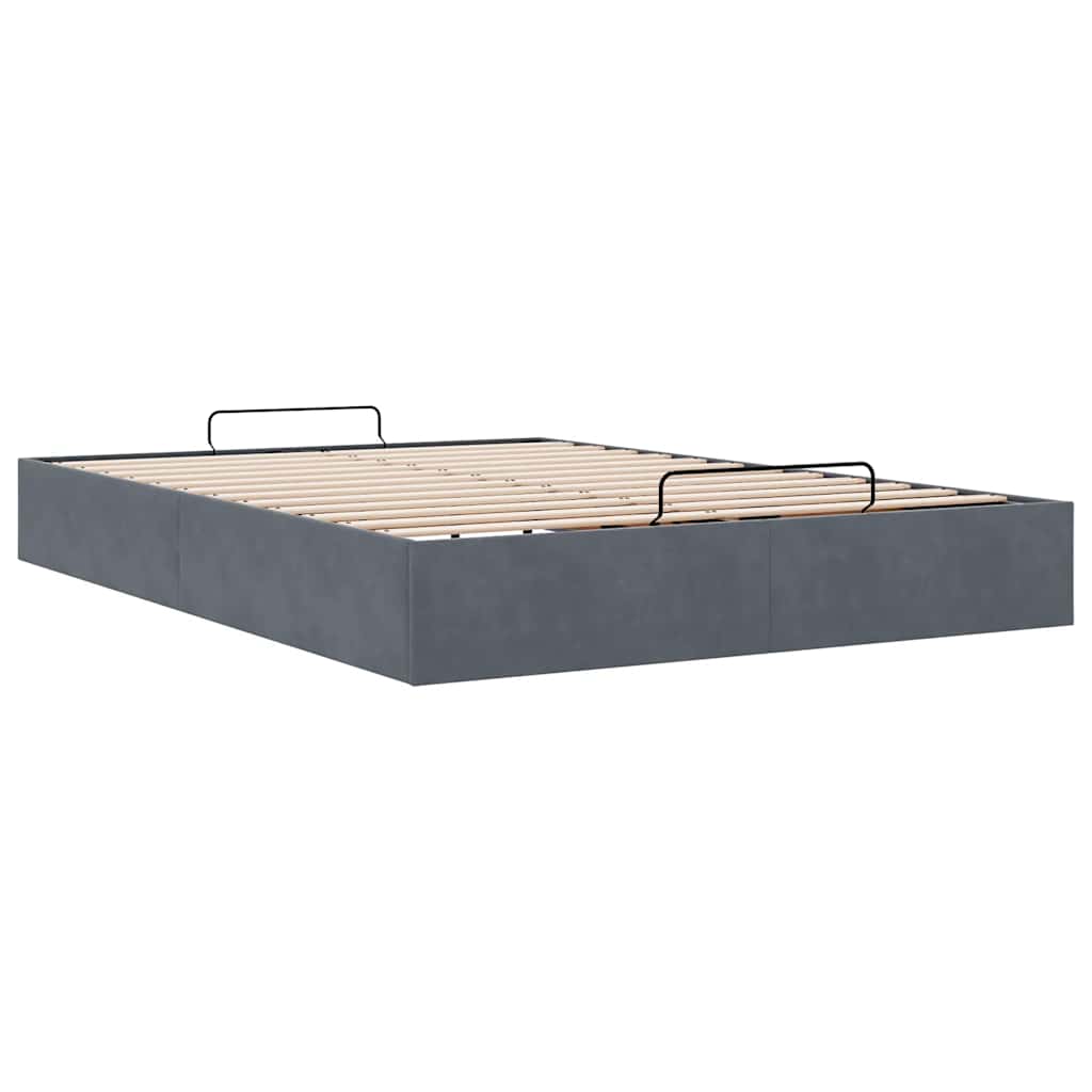 Ottoman bedframe zonder matras 140x190 cm fluweel donkergrijs is nu te koop bij PeponiXL, paradijselijk wonen!