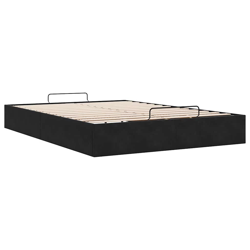Ottoman bedframe zonder matras 140x190 cm fluweel zwart is nu te koop bij PeponiXL, paradijselijk wonen!