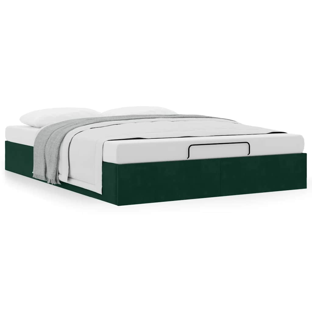 Ottoman bedframe zonder matras 140x190 cm fluweel donkergroen is nu te koop bij PeponiXL, paradijselijk wonen!