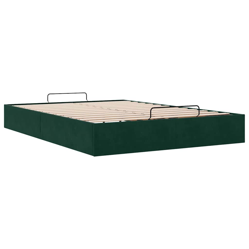 Ottoman bedframe zonder matras 140x190 cm fluweel donkergroen is nu te koop bij PeponiXL, paradijselijk wonen!