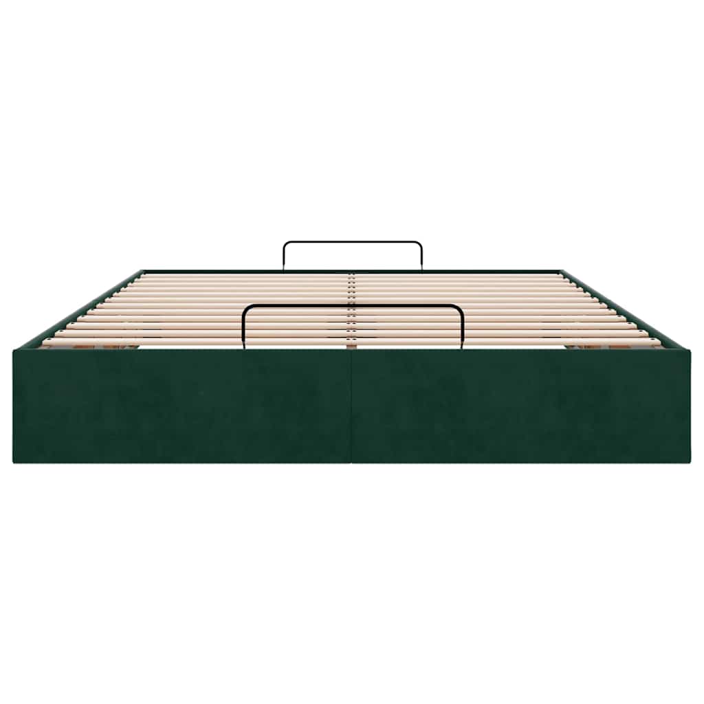 Ottoman bedframe zonder matras 140x190 cm fluweel donkergroen is nu te koop bij PeponiXL, paradijselijk wonen!