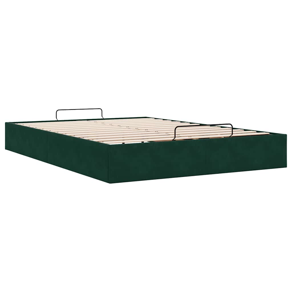 Ottoman bedframe zonder matras 140x190 cm fluweel donkergroen is nu te koop bij PeponiXL, paradijselijk wonen!