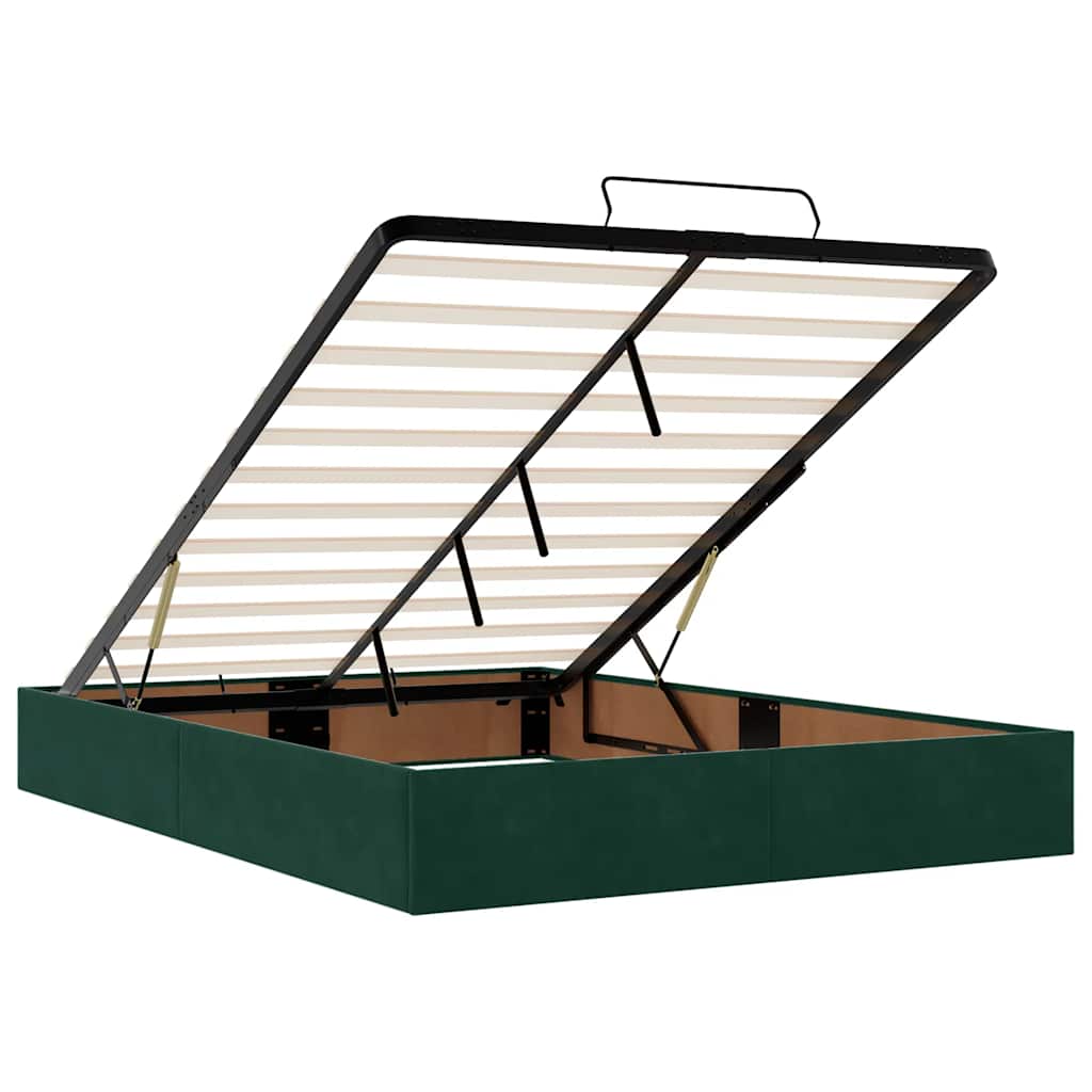 Ottoman bedframe zonder matras 140x190 cm fluweel donkergroen is nu te koop bij PeponiXL, paradijselijk wonen!