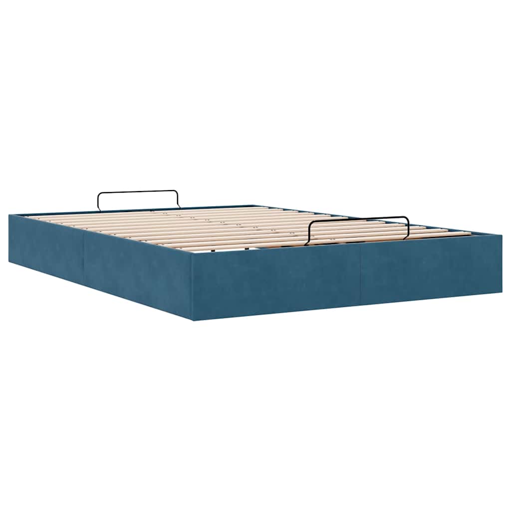 Ottoman bedframe zonder matras 140x190 cm fluweel donkerblauw is nu te koop bij PeponiXL, paradijselijk wonen!