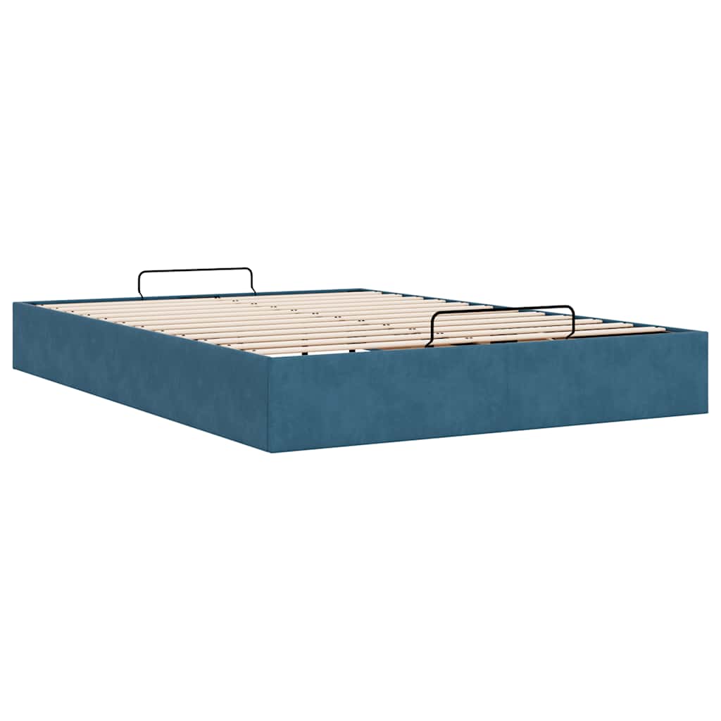 Ottoman bedframe zonder matras 140x190 cm fluweel donkerblauw is nu te koop bij PeponiXL, paradijselijk wonen!