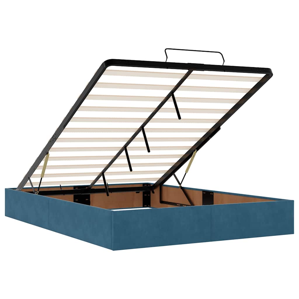 Ottoman bedframe zonder matras 140x190 cm fluweel donkerblauw is nu te koop bij PeponiXL, paradijselijk wonen!