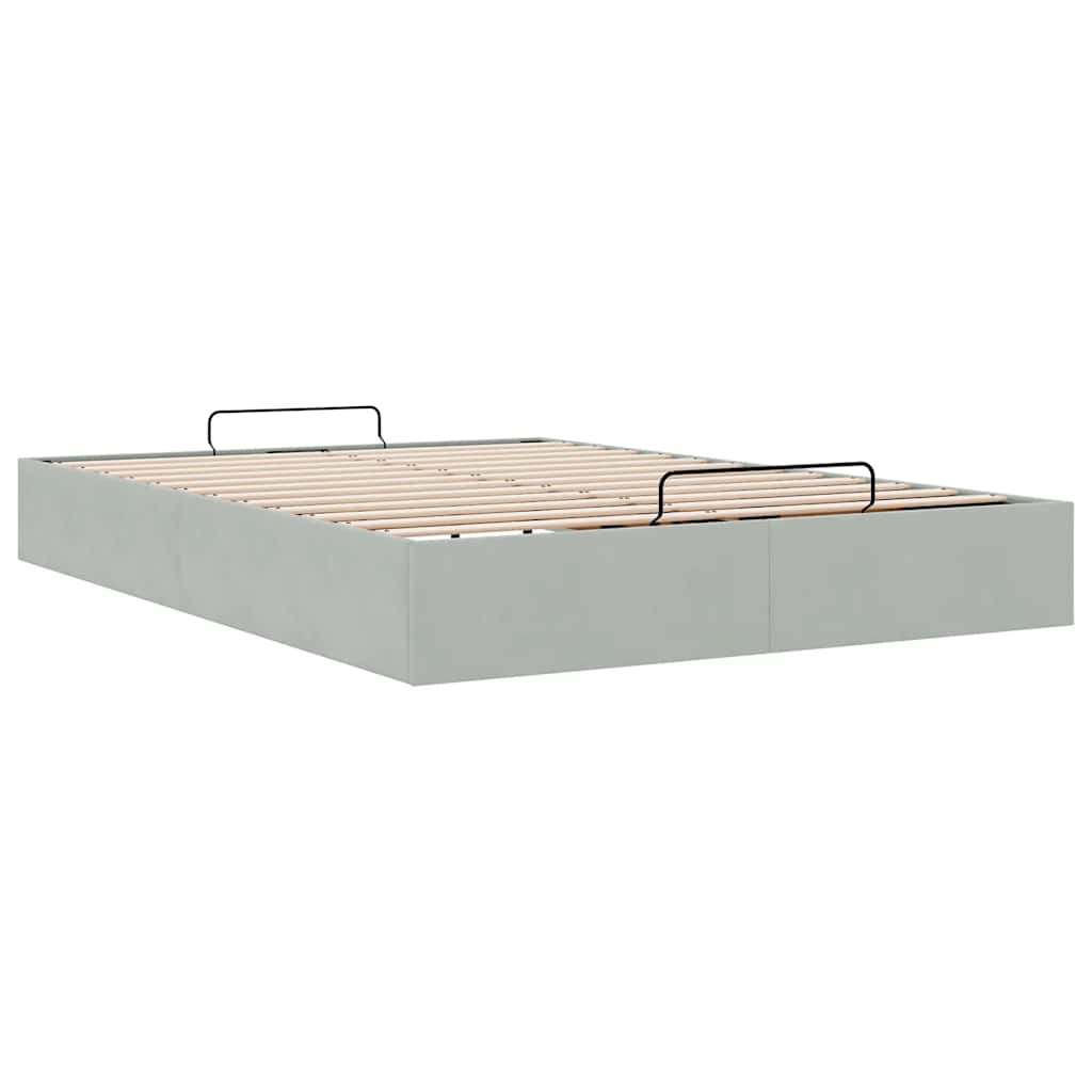 Ottoman bedframe zonder matras 140x200 cm fluweel lichtgrijs is nu te koop bij PeponiXL, paradijselijk wonen!