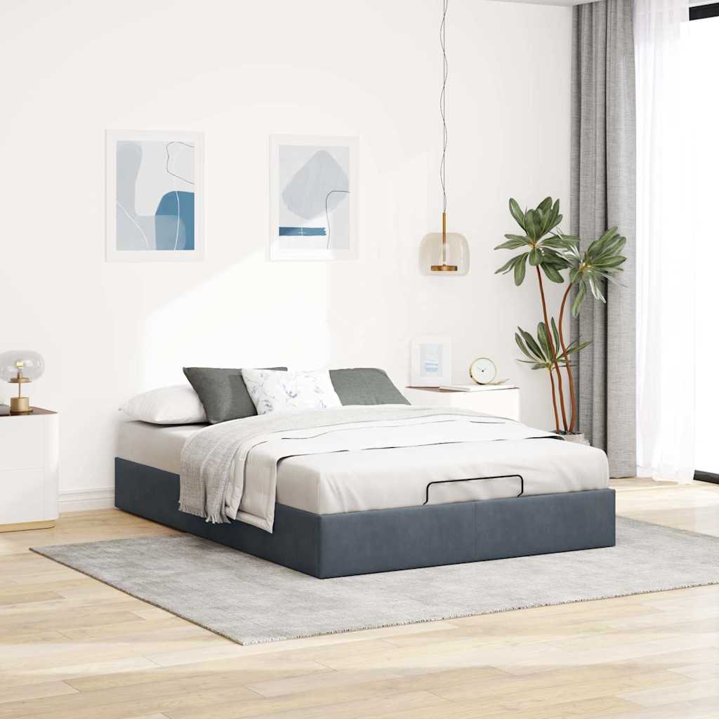 Ottoman bedframe zonder matras 140x200 cm fluweel donkergrijs is nu te koop bij PeponiXL, paradijselijk wonen!