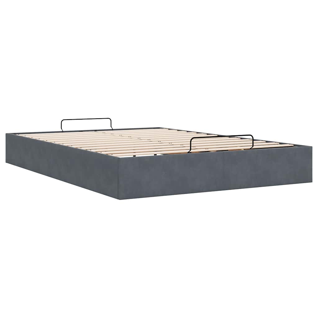 Ottoman bedframe zonder matras 140x200 cm fluweel donkergrijs is nu te koop bij PeponiXL, paradijselijk wonen!