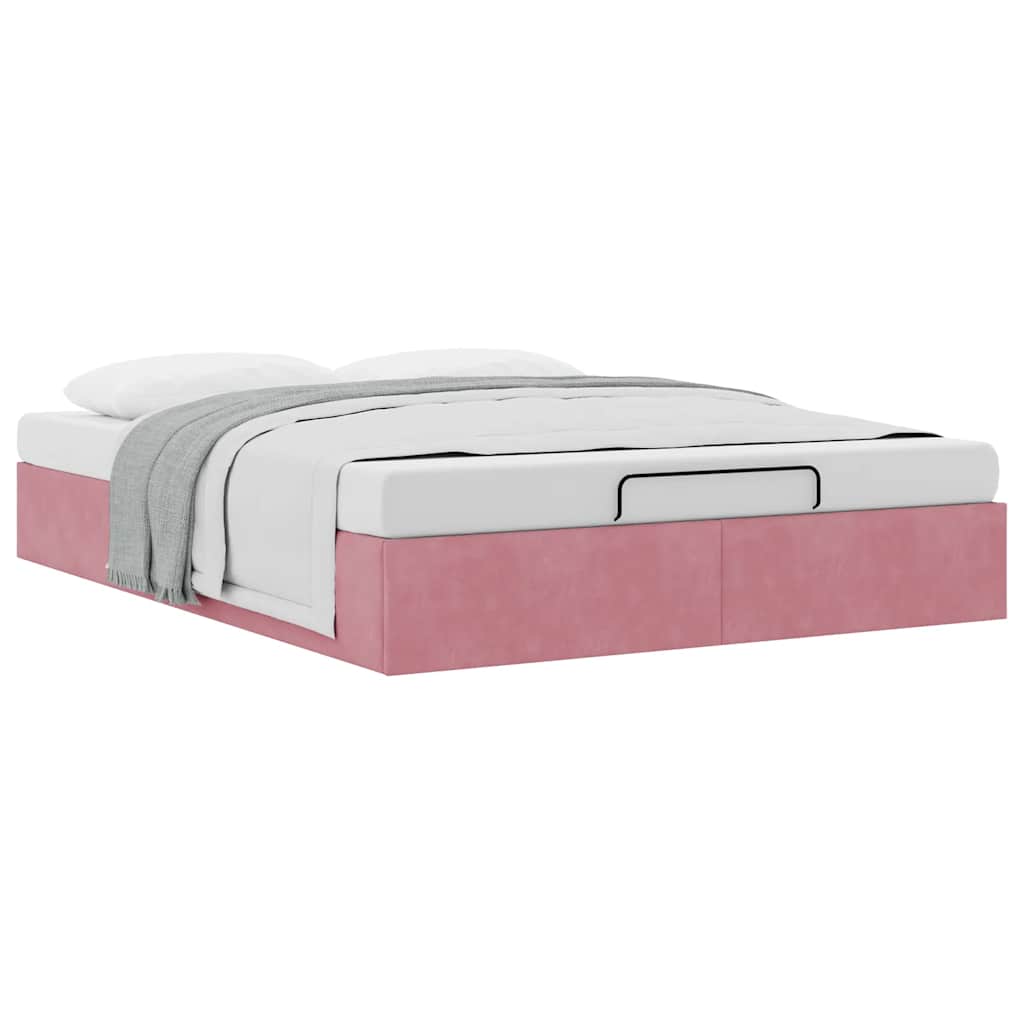 Ottoman bedframe zonder matras 140x200 cm fluweel roze is nu te koop bij PeponiXL, paradijselijk wonen!