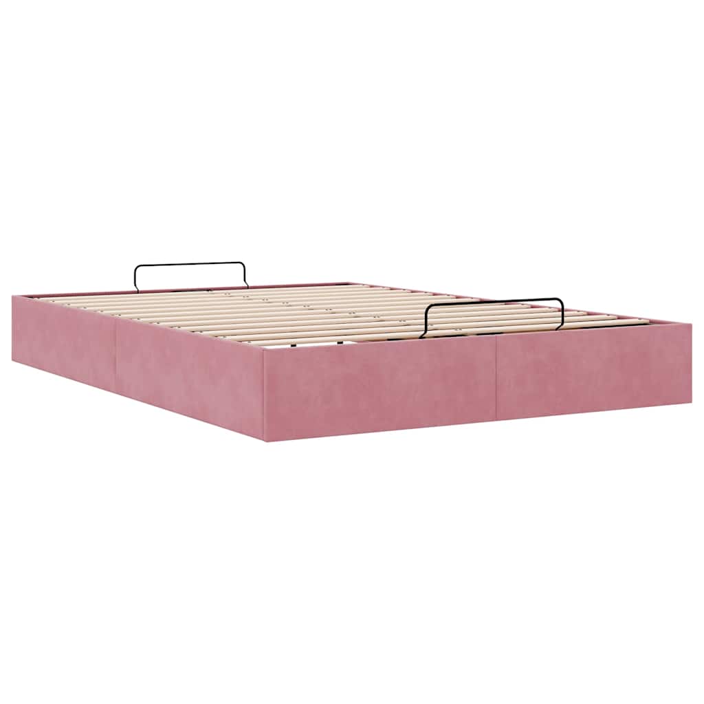 Ottoman bedframe zonder matras 140x200 cm fluweel roze is nu te koop bij PeponiXL, paradijselijk wonen!