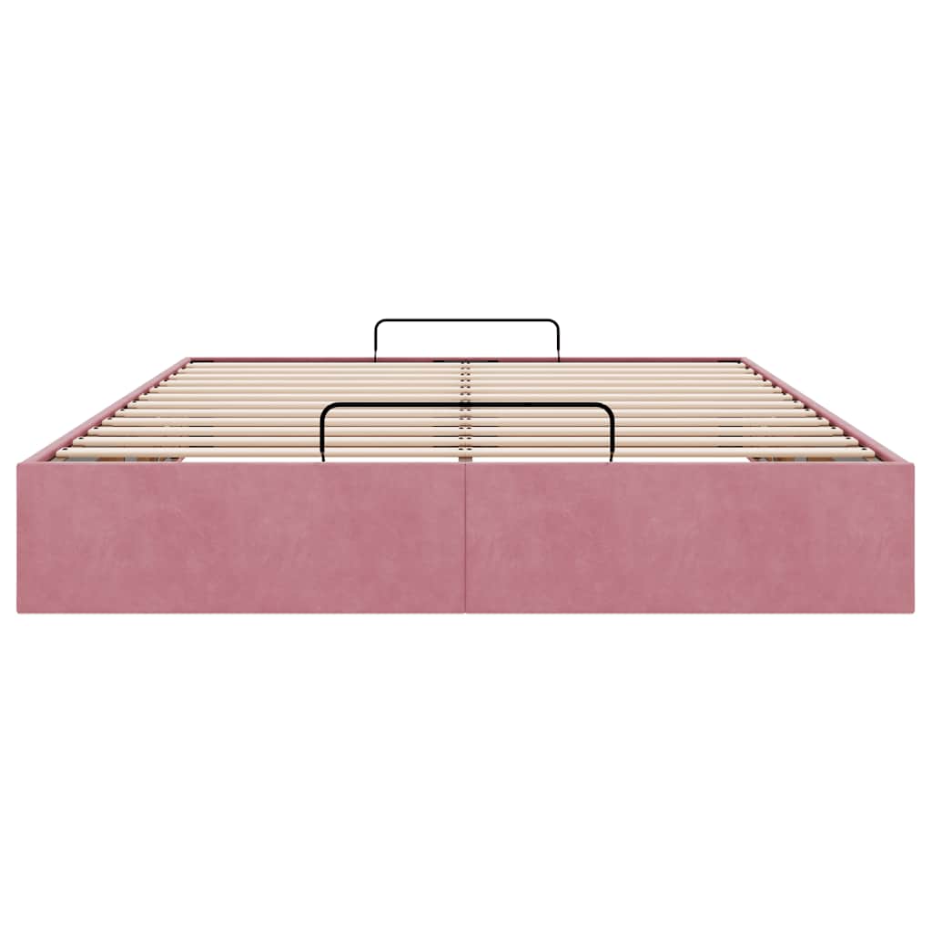 Ottoman bedframe zonder matras 140x200 cm fluweel roze is nu te koop bij PeponiXL, paradijselijk wonen!