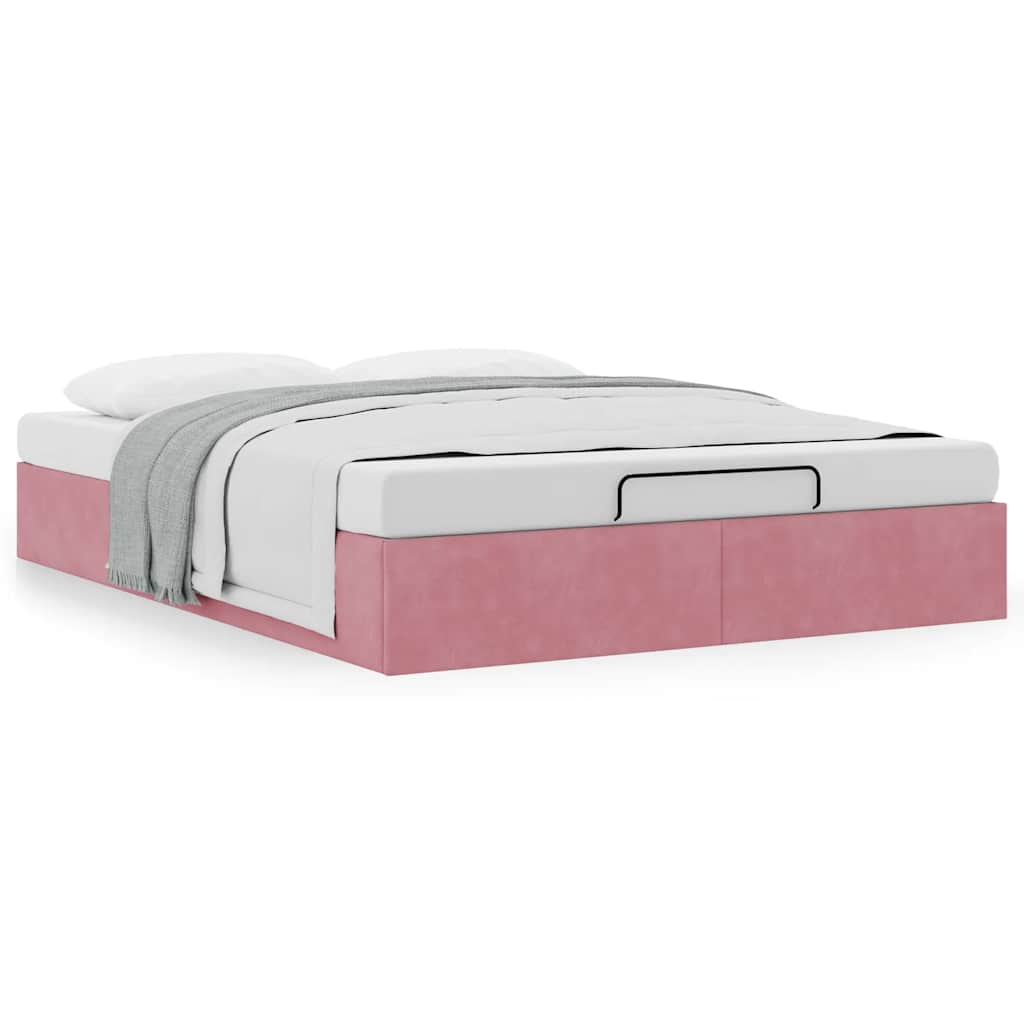 Ottoman bedframe zonder matras 140x200 cm fluweel roze is nu te koop bij PeponiXL, paradijselijk wonen!