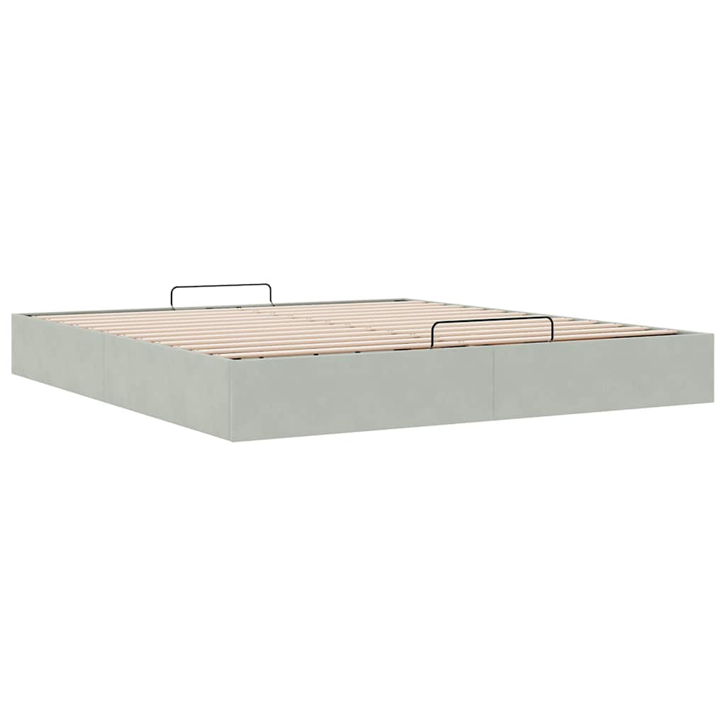 Ottoman bedframe zonder matras 160x200 cm fluweel lichtgrijs is nu te koop bij PeponiXL, paradijselijk wonen!