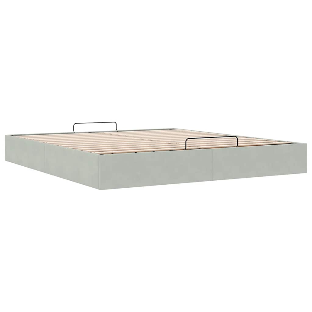 Ottoman bedframe zonder matras 160x200 cm fluweel lichtgrijs is nu te koop bij PeponiXL, paradijselijk wonen!