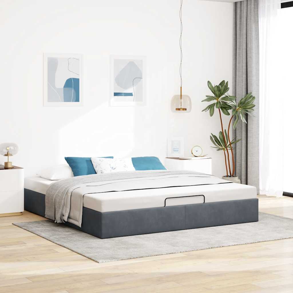 Ottoman bedframe zonder matras 160x200 cm fluweel donkergrijs is nu te koop bij PeponiXL, paradijselijk wonen!
