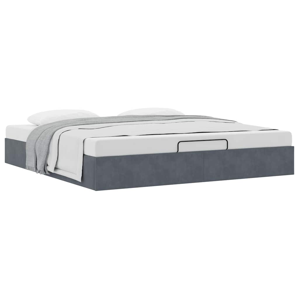 Ottoman bedframe zonder matras 160x200 cm fluweel donkergrijs is nu te koop bij PeponiXL, paradijselijk wonen!