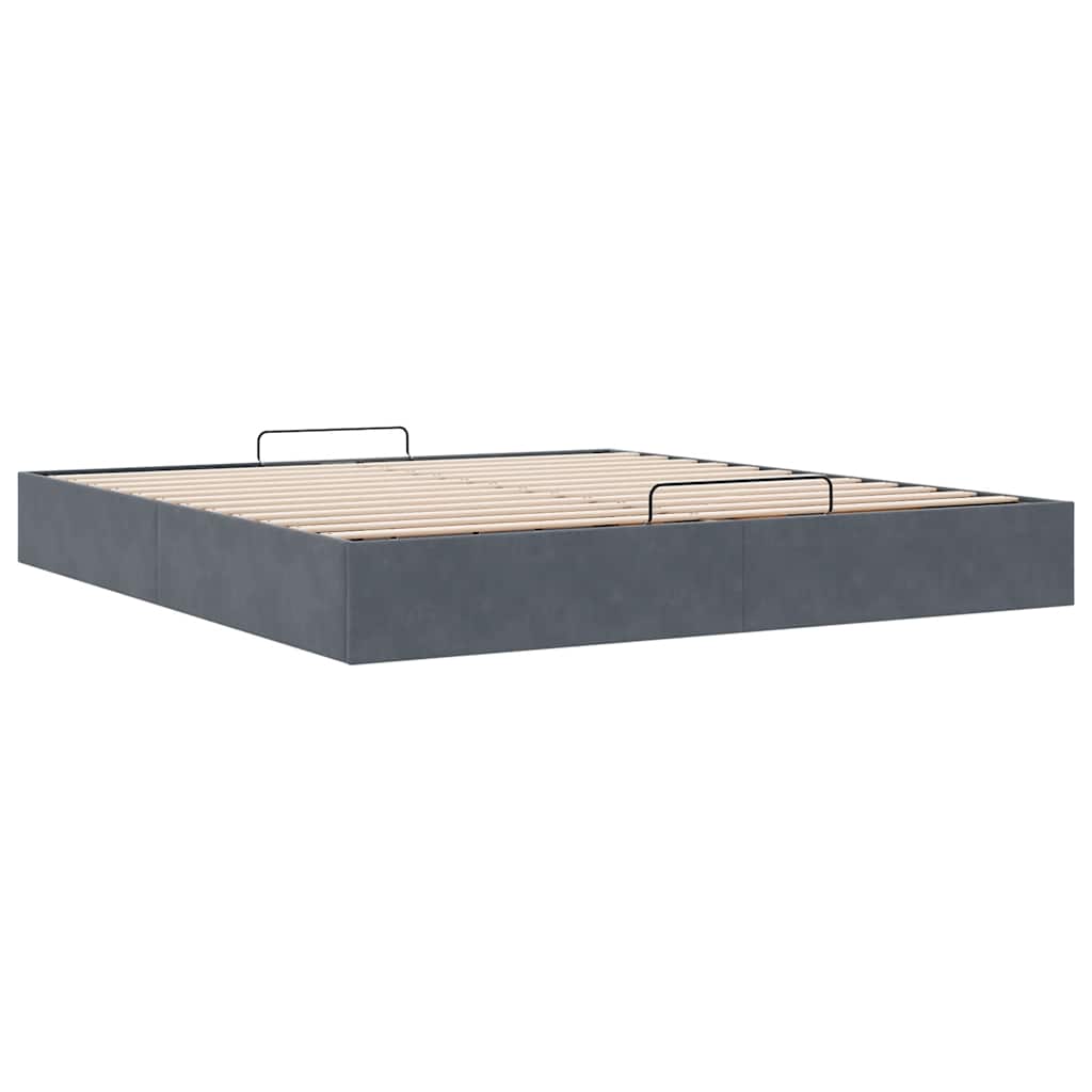 Ottoman bedframe zonder matras 160x200 cm fluweel donkergrijs is nu te koop bij PeponiXL, paradijselijk wonen!