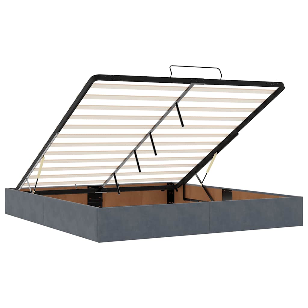 Ottoman bedframe zonder matras 160x200 cm fluweel donkergrijs is nu te koop bij PeponiXL, paradijselijk wonen!