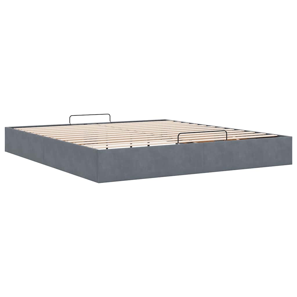 Ottoman bedframe zonder matras 160x200 cm fluweel donkergrijs is nu te koop bij PeponiXL, paradijselijk wonen!