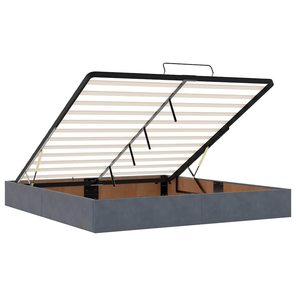 Ottoman bedframe zonder matras 160x200 cm fluweel donkergrijs is nu te koop bij PeponiXL, paradijselijk wonen!
