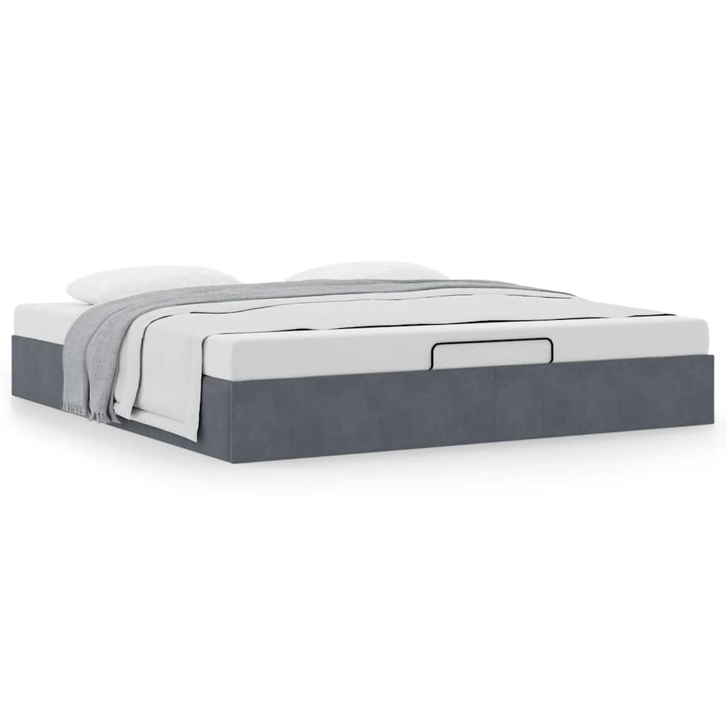 Ottoman bedframe zonder matras 160x200 cm fluweel donkergrijs is nu te koop bij PeponiXL, paradijselijk wonen!