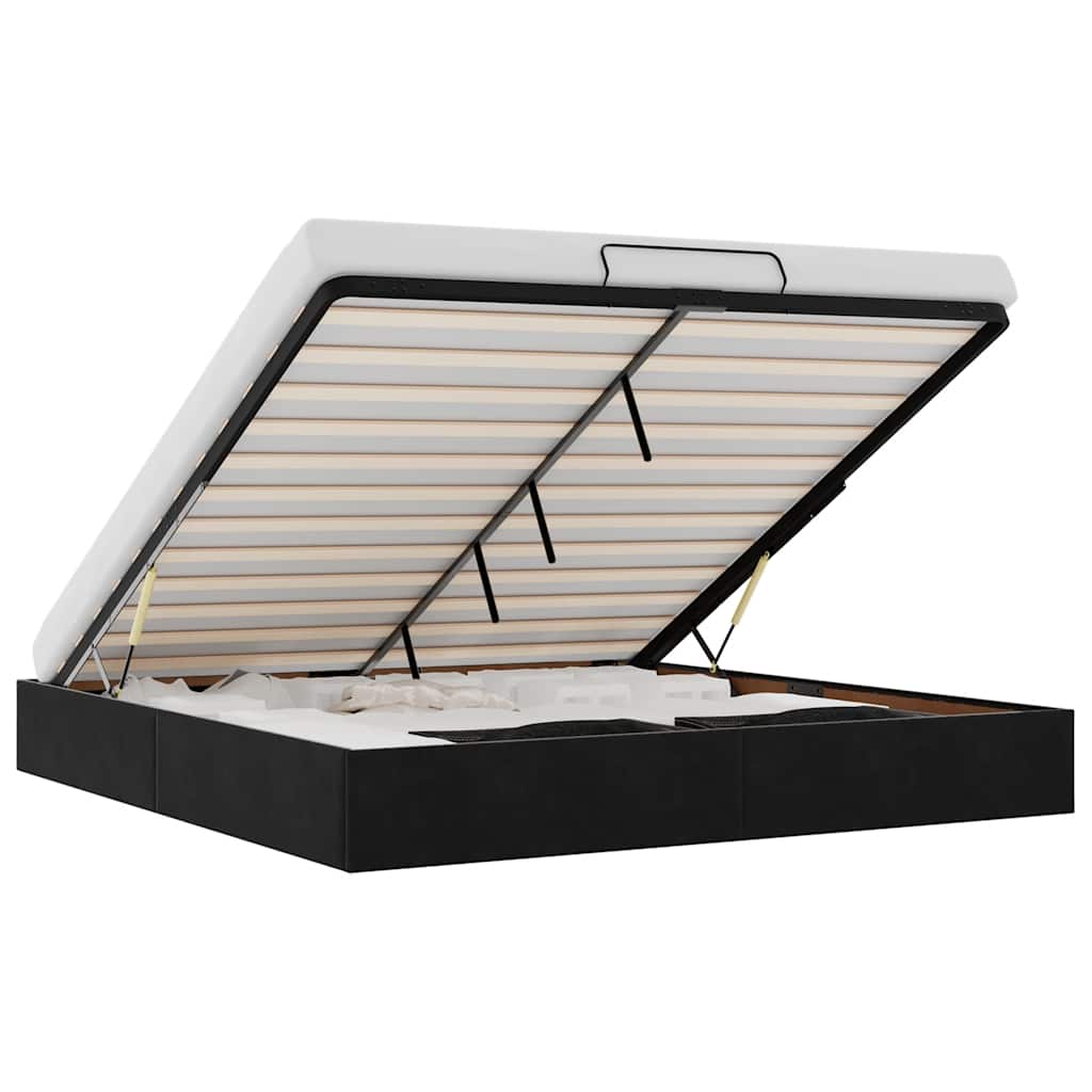 Ottoman bedframe zonder matras 160x200 cm fluweel zwart is nu te koop bij PeponiXL, paradijselijk wonen!