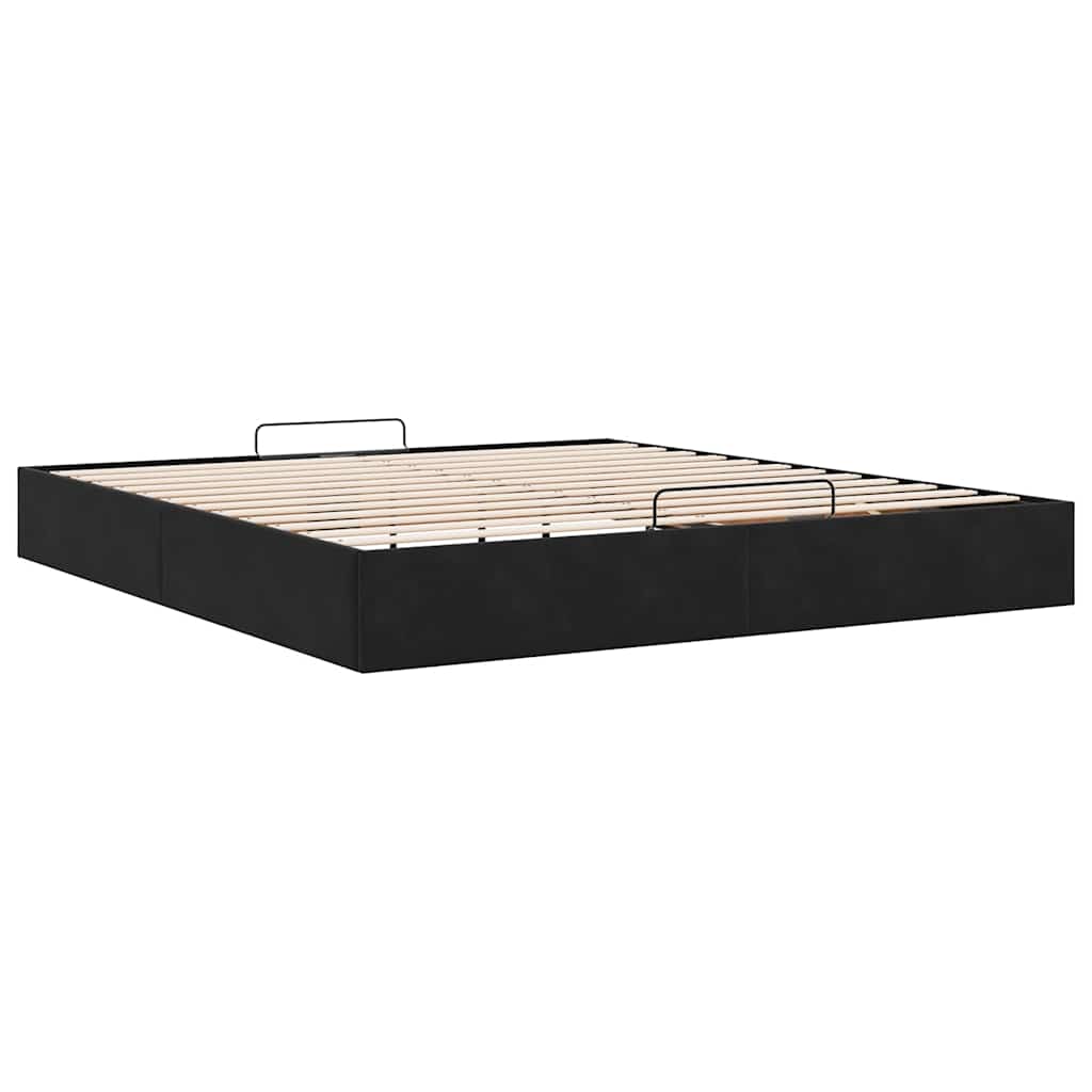 Ottoman bedframe zonder matras 160x200 cm fluweel zwart is nu te koop bij PeponiXL, paradijselijk wonen!
