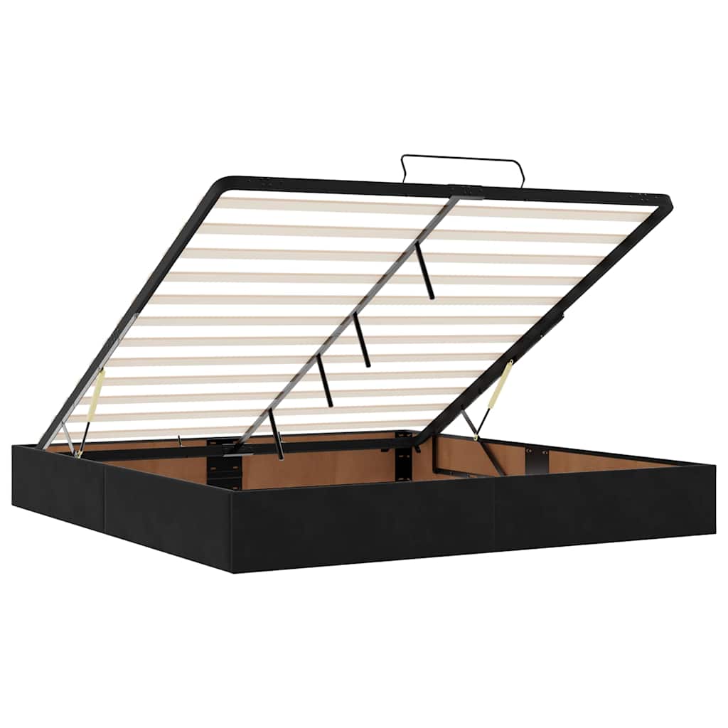 Ottoman bedframe zonder matras 160x200 cm fluweel zwart is nu te koop bij PeponiXL, paradijselijk wonen!