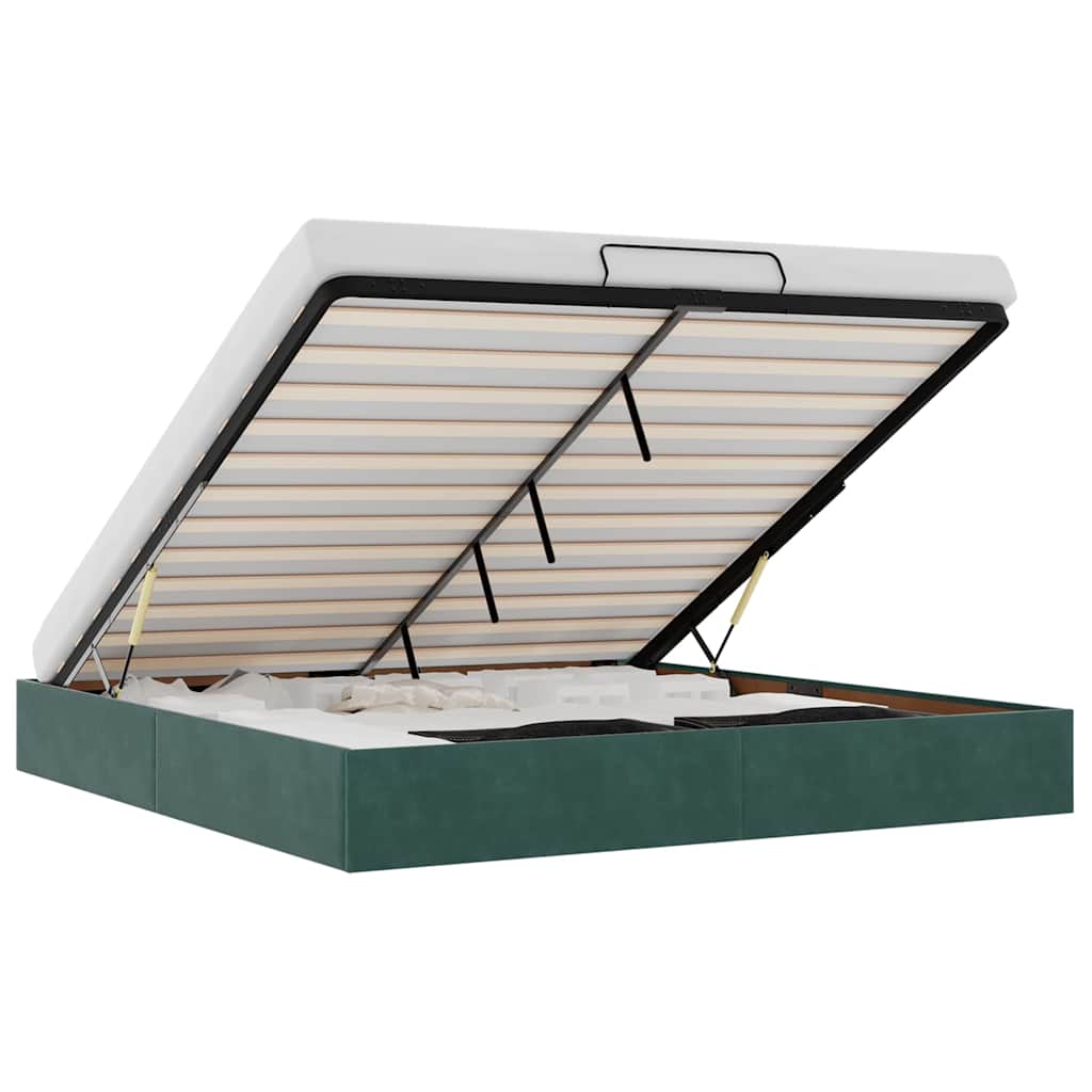 Ottoman bedframe zonder matras 160x200 cm fluweel donkergroen is nu te koop bij PeponiXL, paradijselijk wonen!